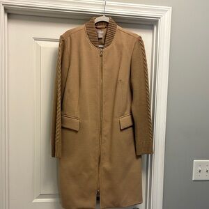 Chico's Tan Trench Coat with Ribbed Sleeves